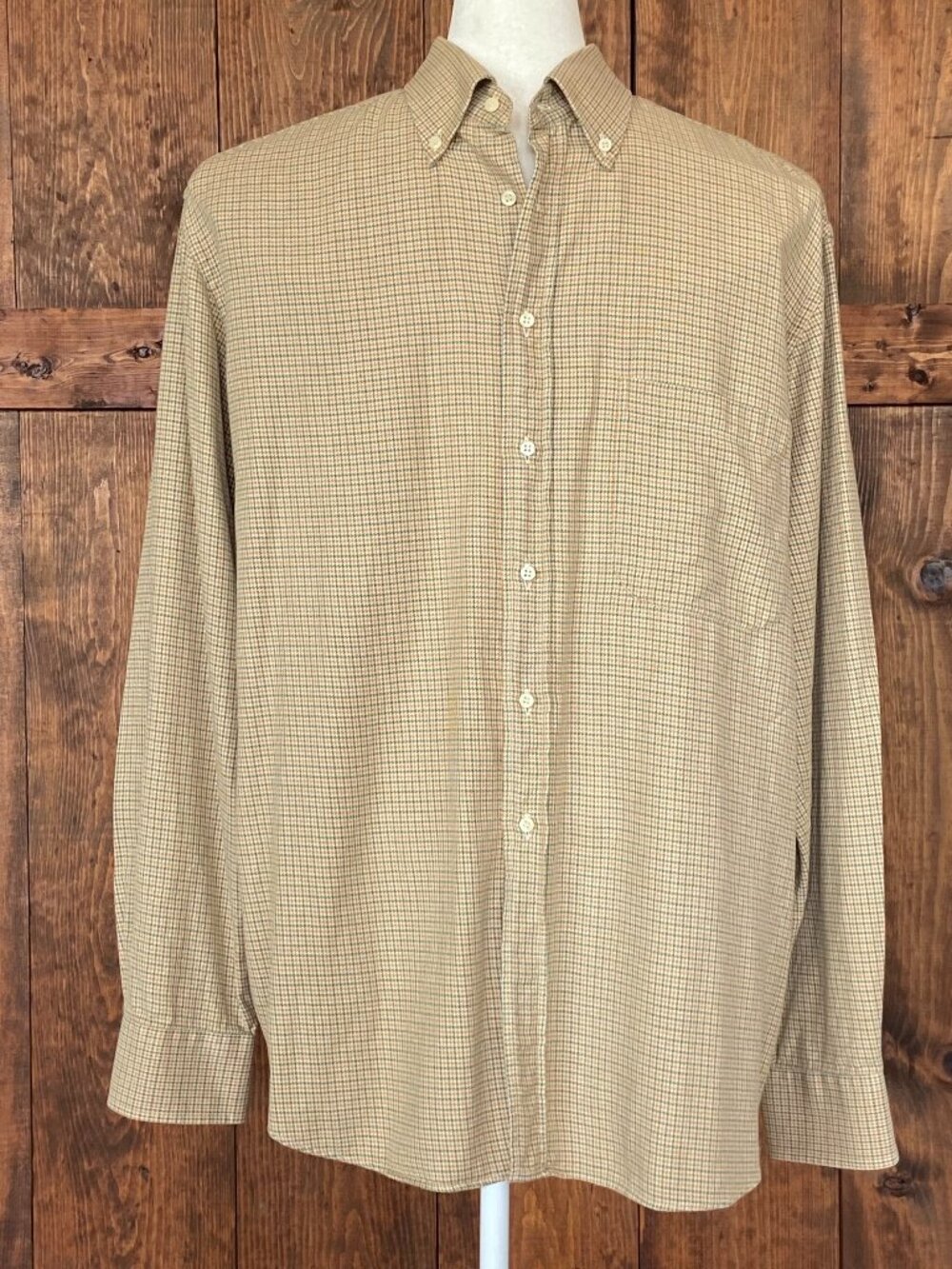 Paul And shark Men's Cotton Beige Plaid Button Down Shirt Sz XL